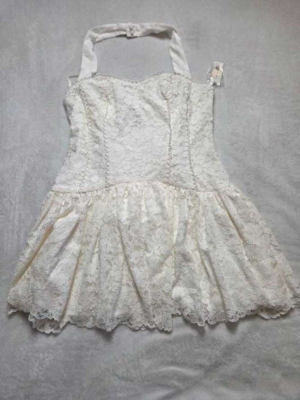 New XL Anthropologie x Maeve lace halter drop-waist mini dress in white